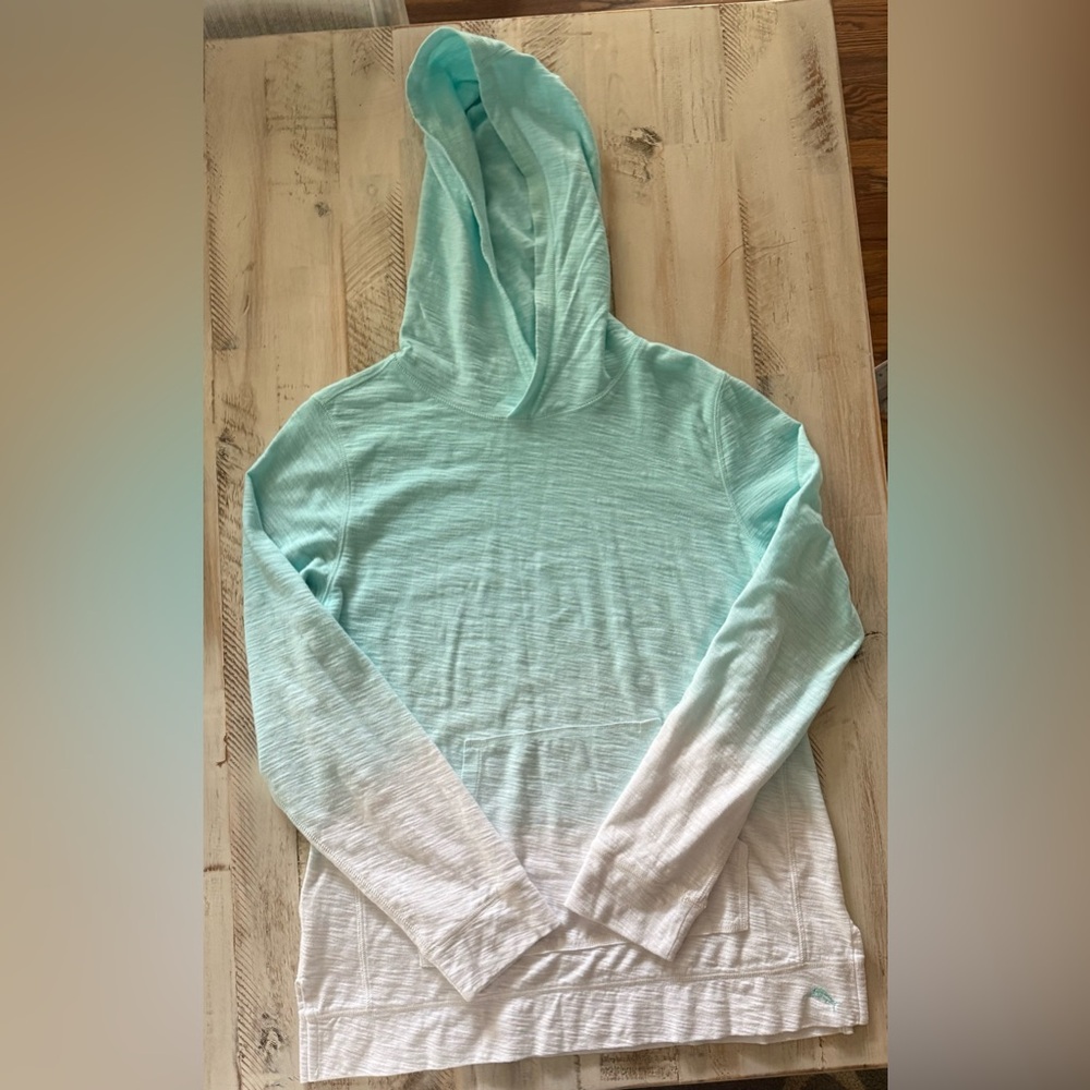 Light Aqua Ombre Hooded Women's Sweater